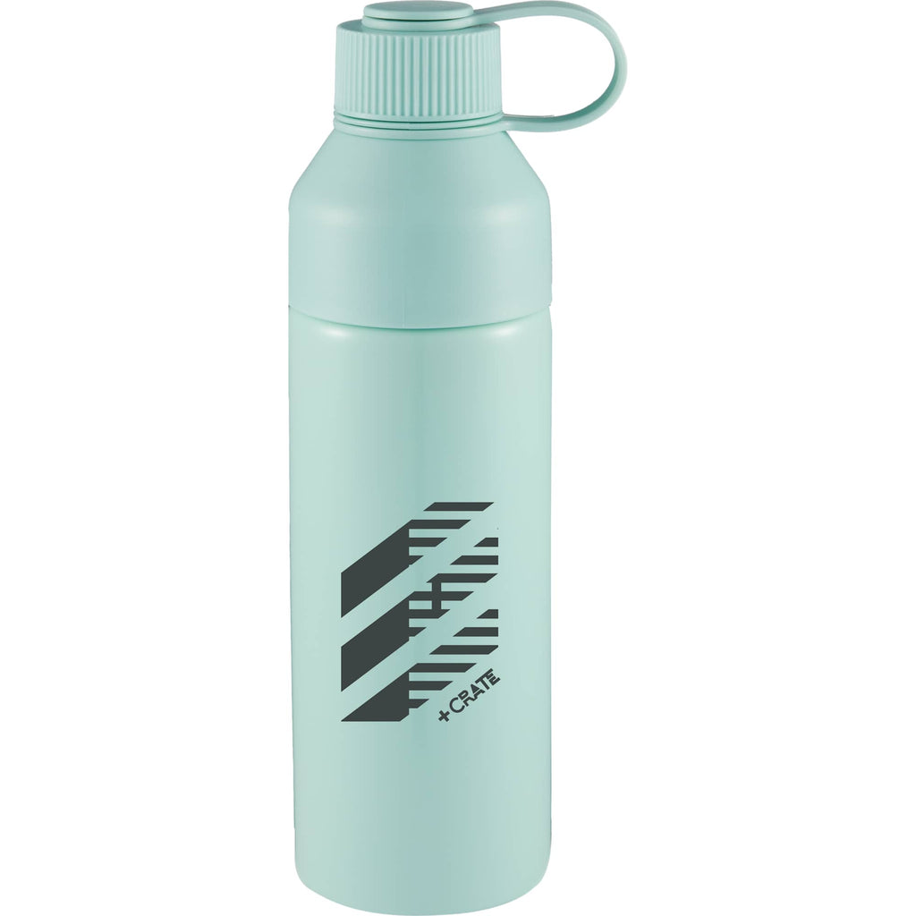 Duo Recycled Aluminum Bottle with Two-Opening Lid, 26 oz - Seaglass - Front