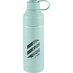 Duo Recycled Aluminum Bottle with Two-Opening Lid, 26 oz - Seaglass - Front