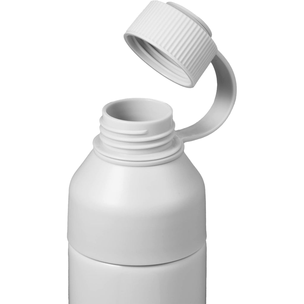 Duo Recycled Aluminum Bottle with Two-Opening Lid, 26 oz - White - Detail