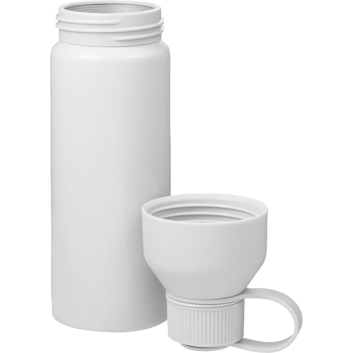 Duo Recycled Aluminum Bottle with Two-Opening Lid, 26 oz - White - Front Detail