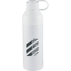 Duo Recycled Aluminum Bottle with Two-Opening Lid, 26 oz - White - Front