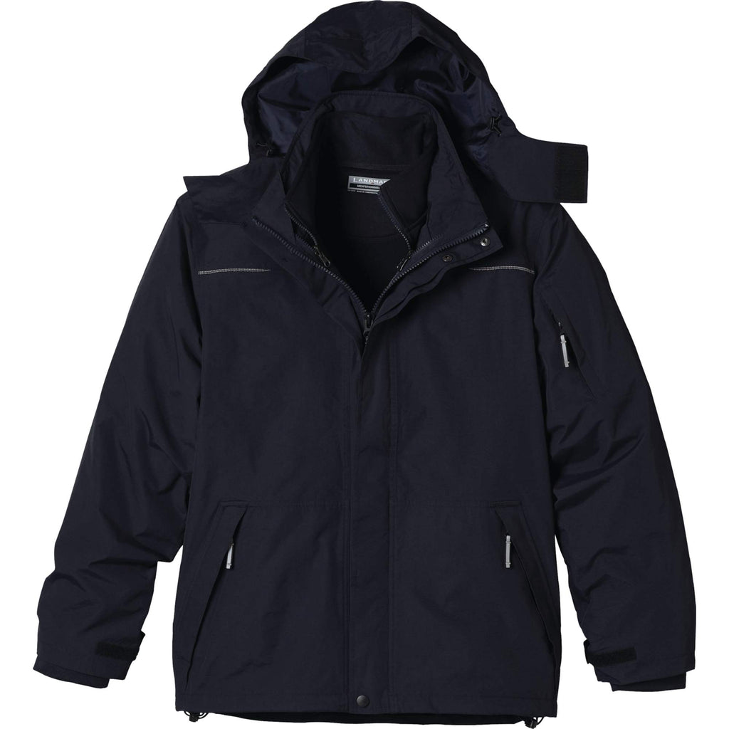 Dutra 3-in-1 Jacket with Reflective Piping for Men Transfer - Navy - Front Flat