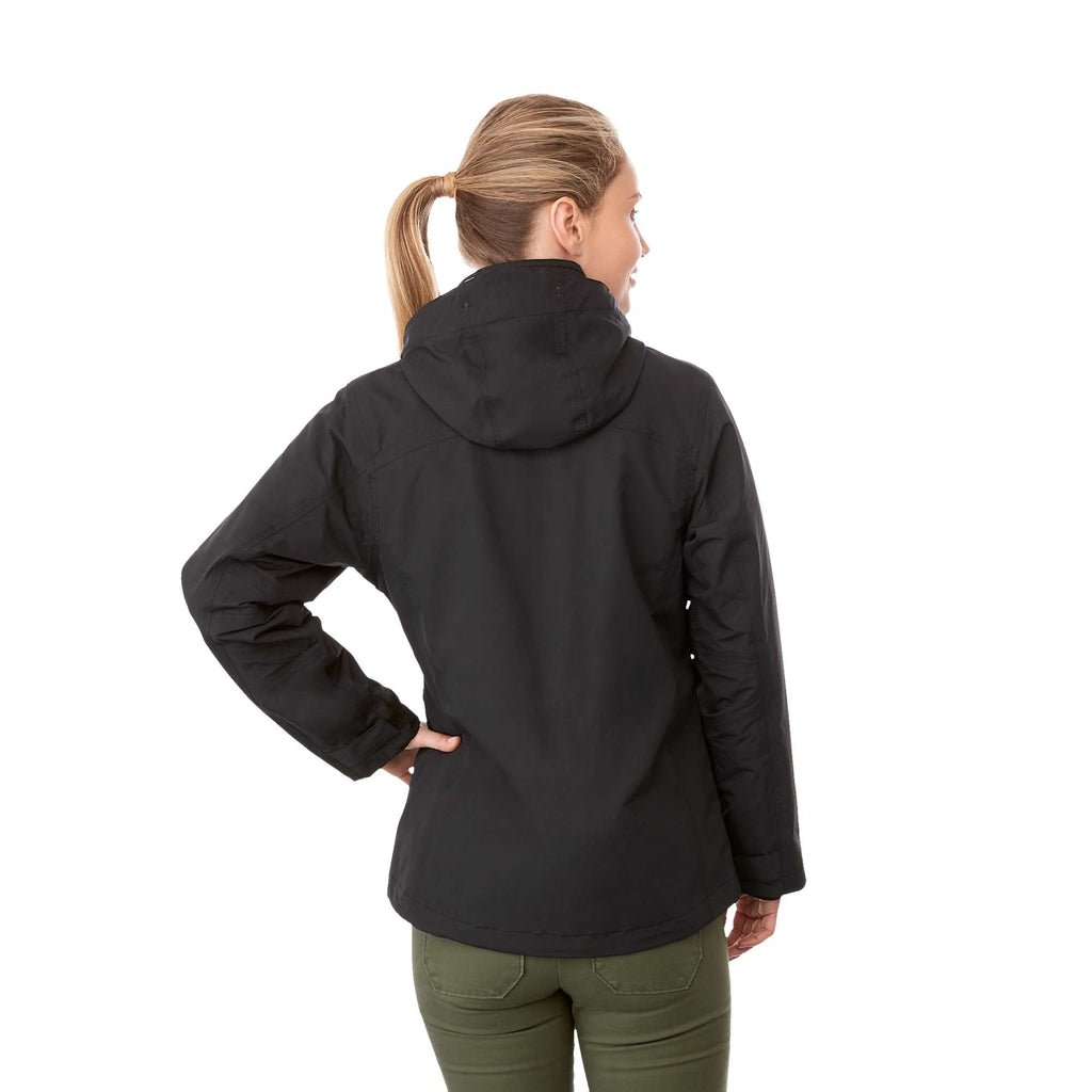 Dutra 3-in-1 Jacket with Reflective Piping for Women Embroidery - Black - Back On Model