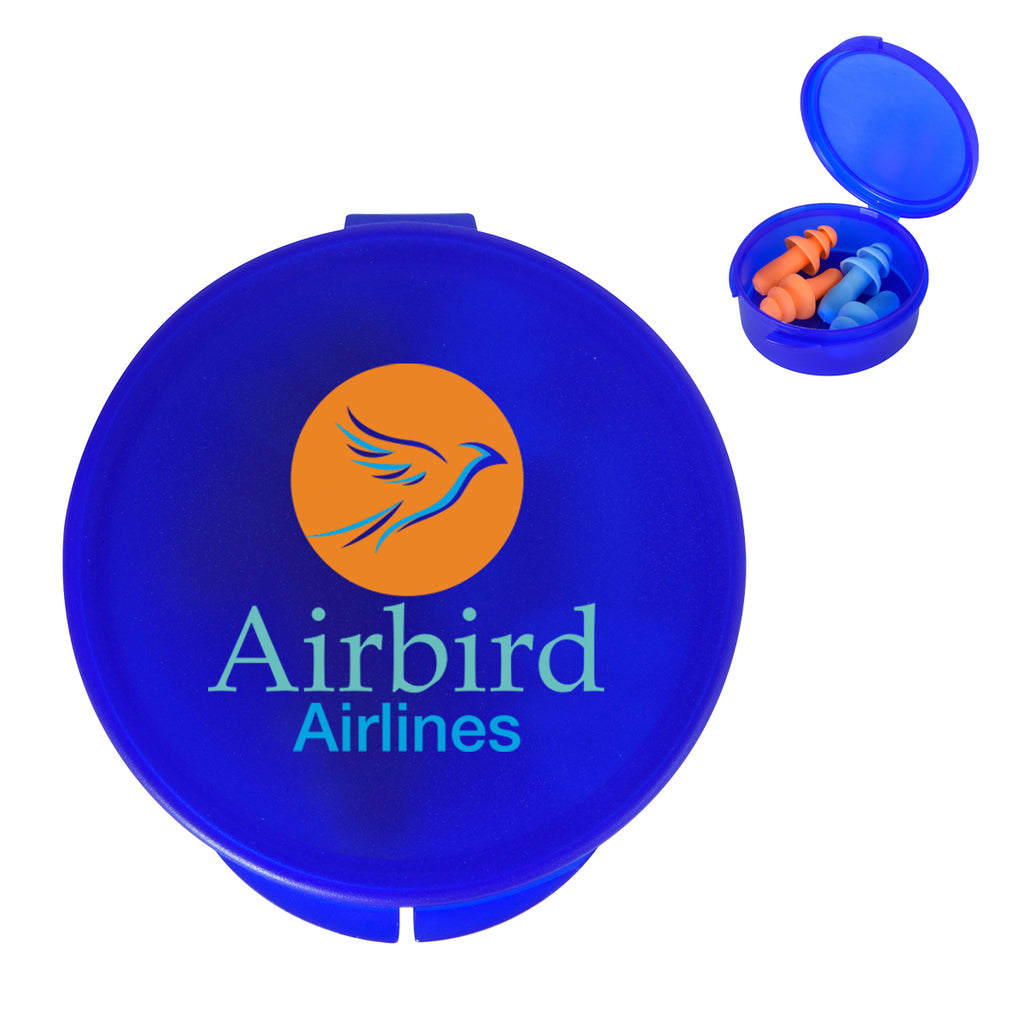 Ear Plugs in a Travel Case - Blue - Full Color