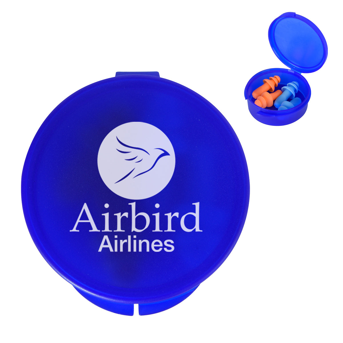 Ear Plugs in a Travel Case - Blue - Silk Screen