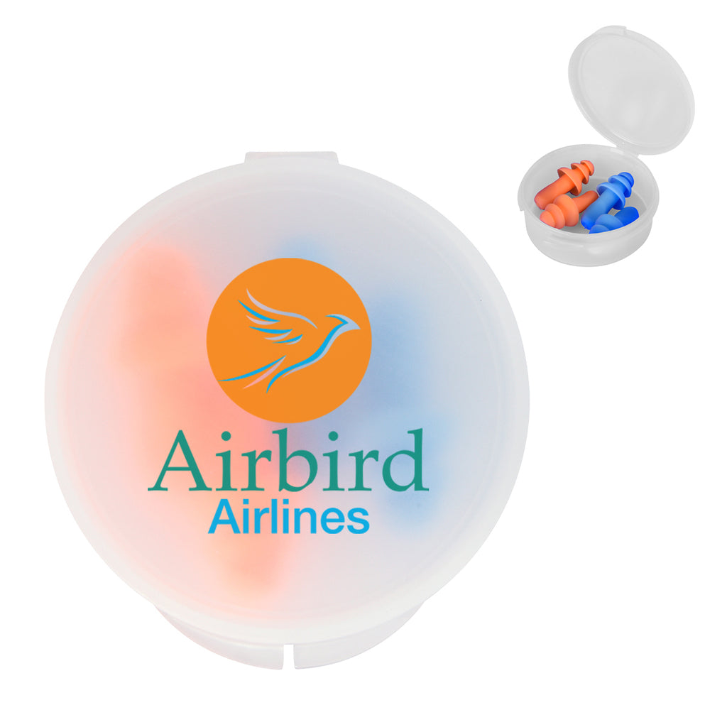 Ear Plugs in a Travel Case - White - Full Color