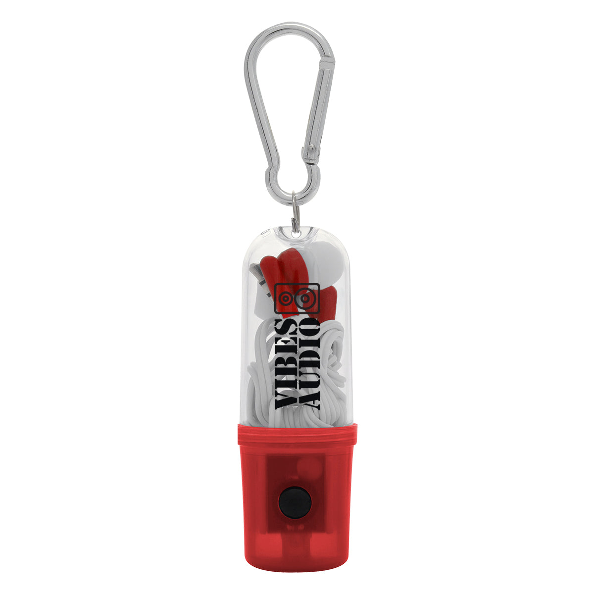 Earbuds in a Case with Flashlight - Red - Pad Print