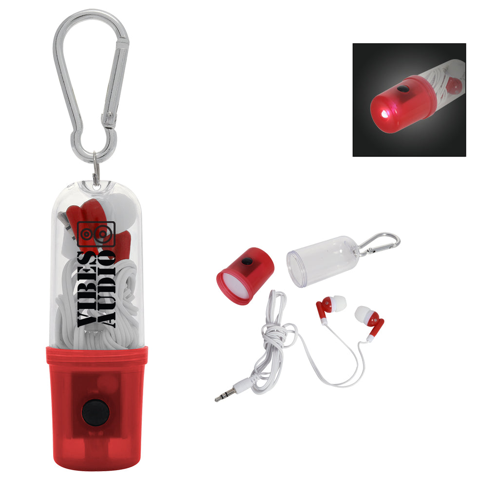 Earbuds in a Case with Flashlight