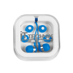 Earbuds with Carrying Case Full Color - White with Blue - Silk Screen