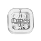 Earbuds with Carrying Case Full Color - White with Blue - Silk Screen