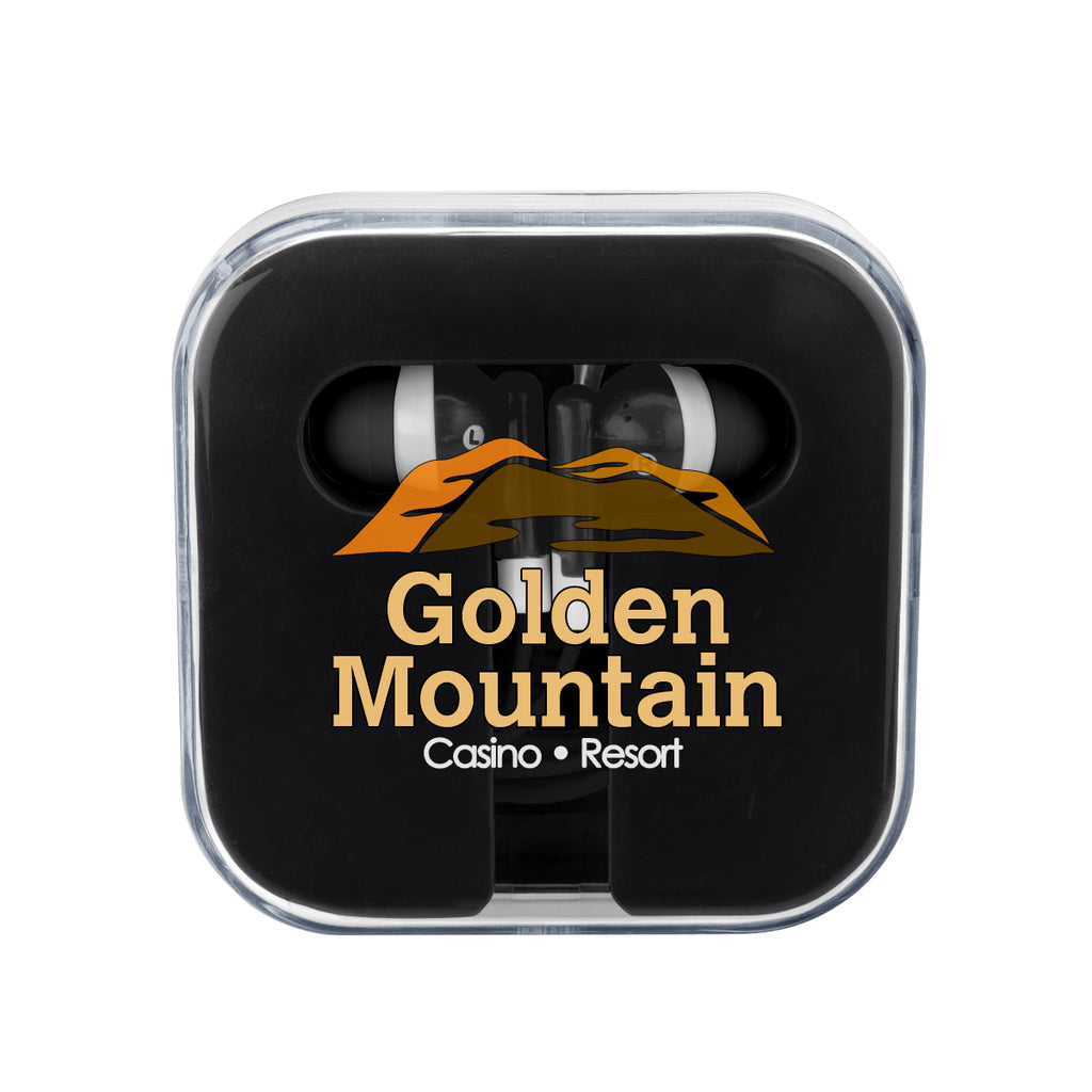 Earbuds with Compact Case Full Color - Black - Full Color
