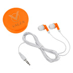 Earbuds with Round Plastic Case - Orange - Full Color