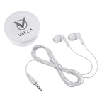 Earbuds with Round Plastic Case - White - Silk Screen