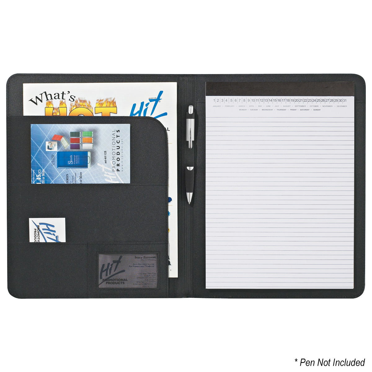Eclipse Portfolio in Bonded Leather - Black - Open