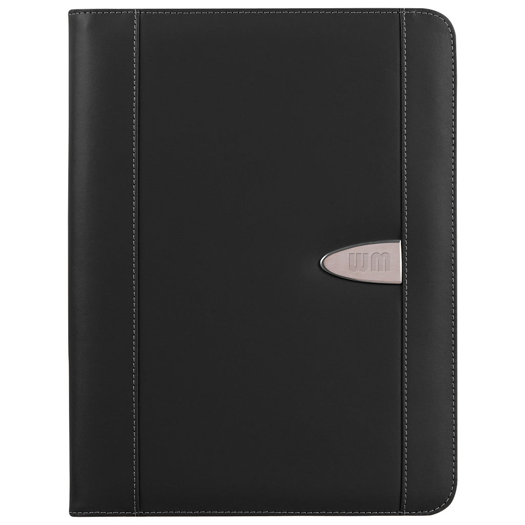 Eclipse Zippered Portfolio and Calculator in Bonded Leather - Black - Laser Engraving