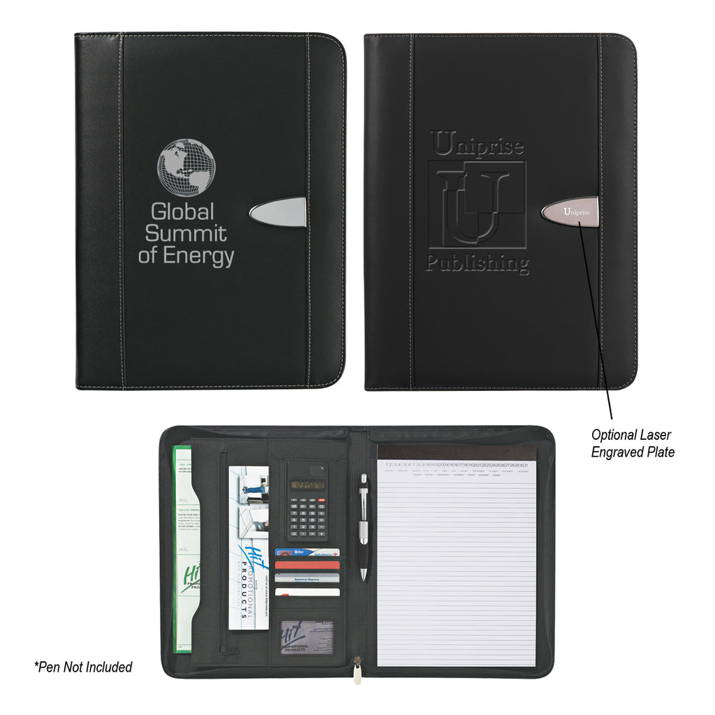 Eclipse Zippered Portfolio and Calculator in Bonded Leather