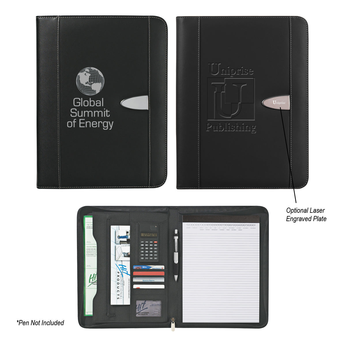 Eclipse Zippered Portfolio and Calculator in Bonded Leather