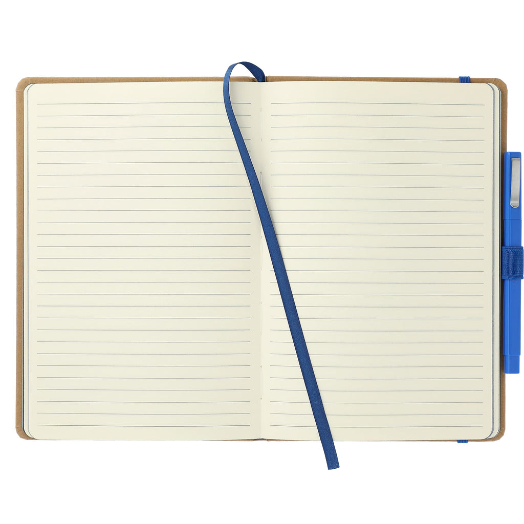 Eco Color Journal with Painted Edges and Pen Set, 5.5 x 8.5 Inches Debossing - Blue - Front 2