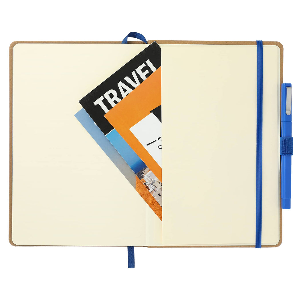 Eco Color Journal with Painted Edges and Pen Set, 5.5 x 8.5 Inches Debossing - Blue - Front 3