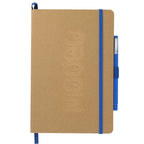 Eco Color Journal with Painted Edges and Pen Set, 5.5 x 8.5 Inches Debossing - Blue - Front
