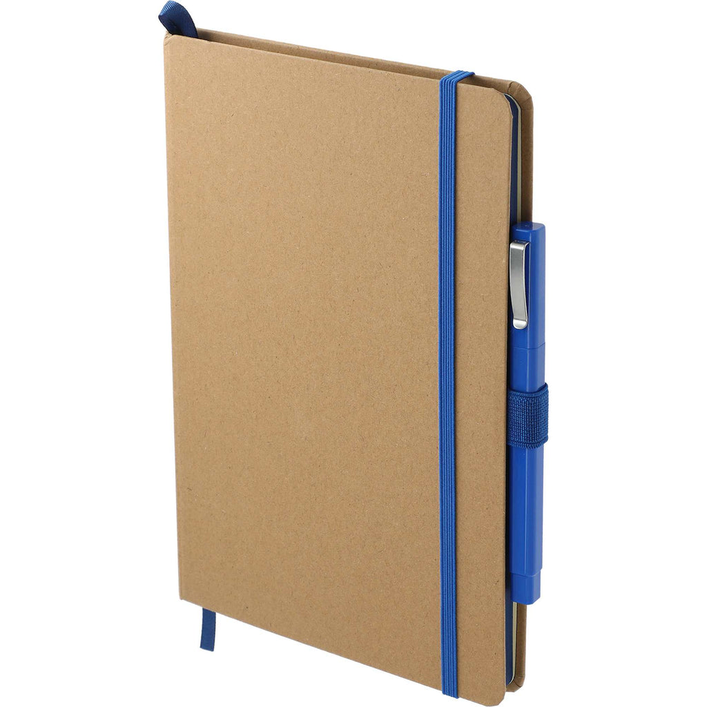 Eco Color Journal with Painted Edges and Pen Set, 5.5 x 8.5 Inches Debossing - Blue - Left Angle