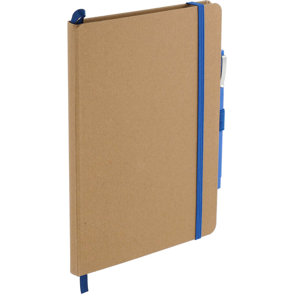 Eco Color Journal with Painted Edges and Pen Set, 5.5 x 8.5 Inches Debossing - Blue - Right Angle
