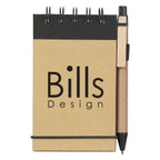 Eco-Inspired Spiral Jotter and Pen - Black Trim - Silk Screen