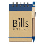 Eco-Inspired Spiral Jotter and Pen - Natural with Blue - Silk Screen