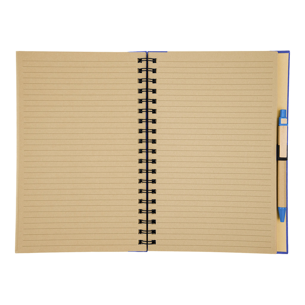 Eco-Inspired Spiral Notebook and Pen, 7 x 10 Inches - Open