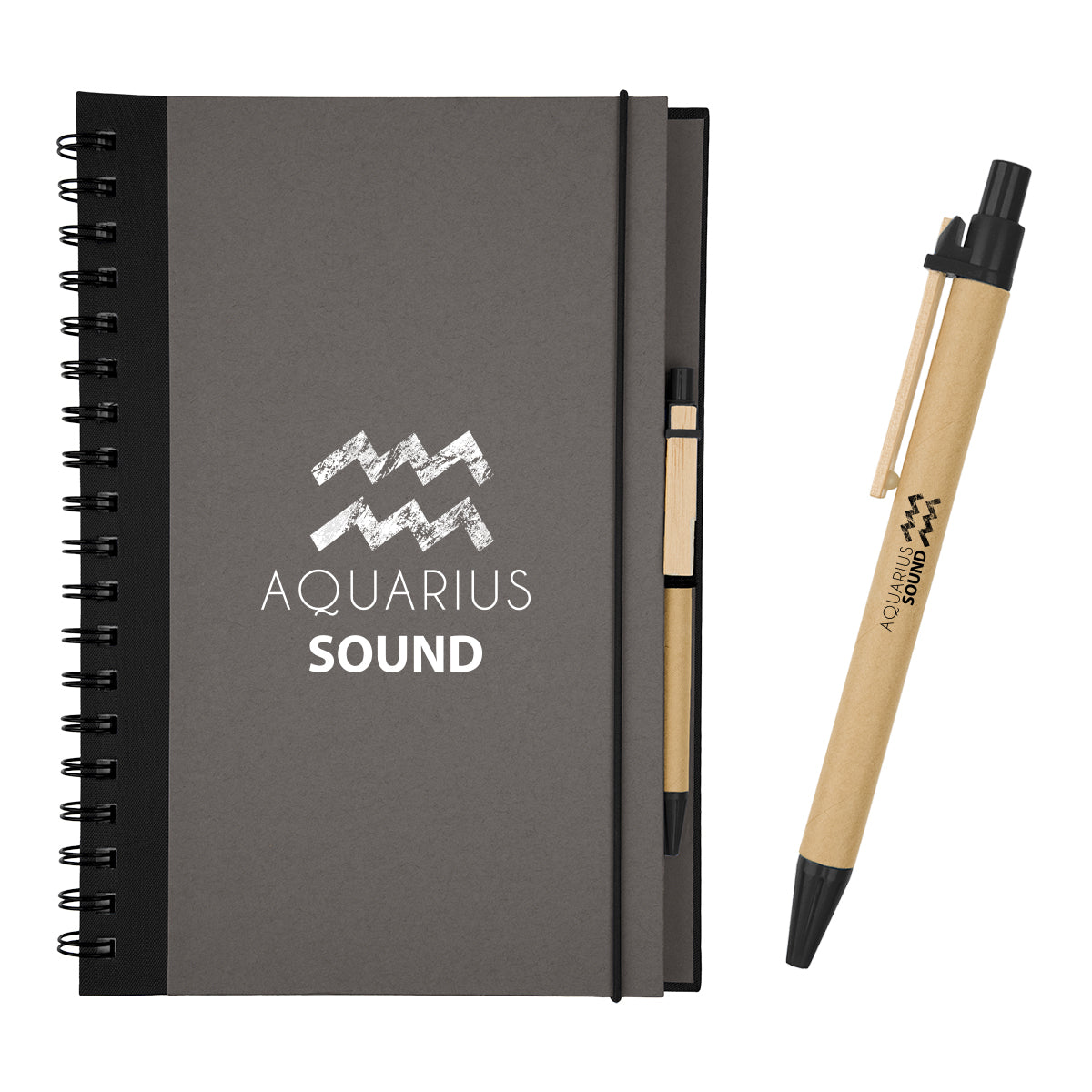 Eco-Inspired Spiral Notebook and Pen, 7 x 10 Inches - Silk Screen
