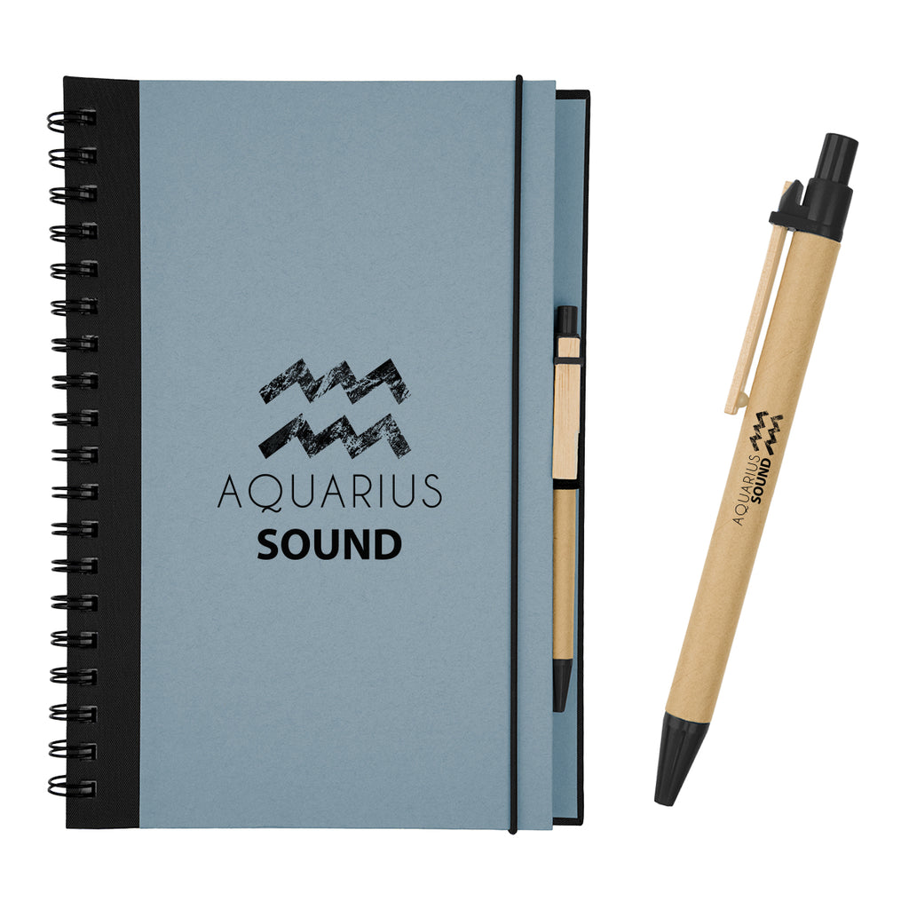 Eco-Inspired Spiral Notebook and Pen, 7 x 10 Inches - Silk Screen