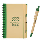 Eco-Inspired Spiral Notebook and Pen, 7 x 10 Inches - Silk Screen