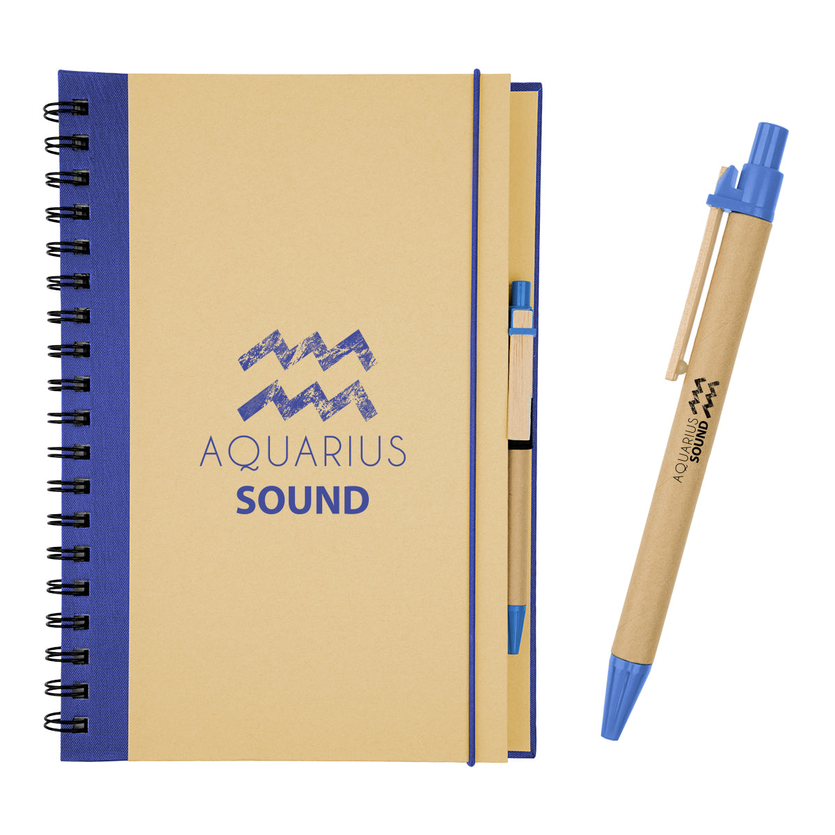 Eco-Inspired Spiral Notebook and Pen, 7 x 10 Inches - Silk Screen
