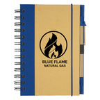 Eco-Inspired Spiral Notebook and Pen - Blue - Silk Screen