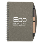 Eco-Inspired Spiral Notebook and Pen - Gray - Silk Screen