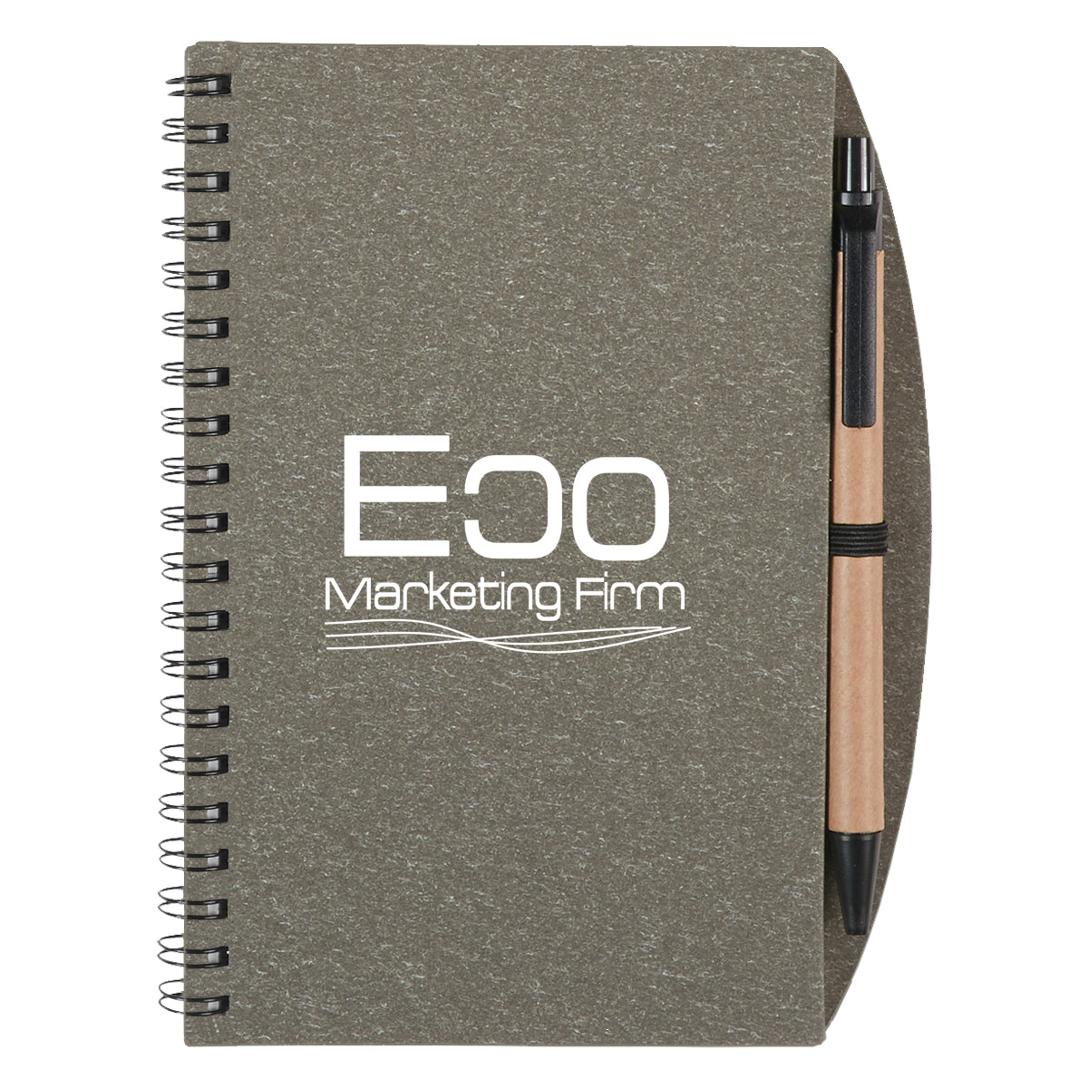 Eco-Inspired Spiral Notebook and Pen - Gray - Silk Screen