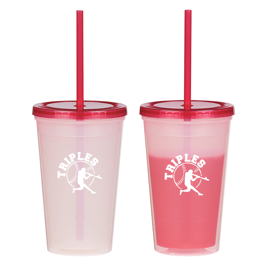 Econo Color Changing Tumbler, 16 oz - Translucent Red - Silk Screen