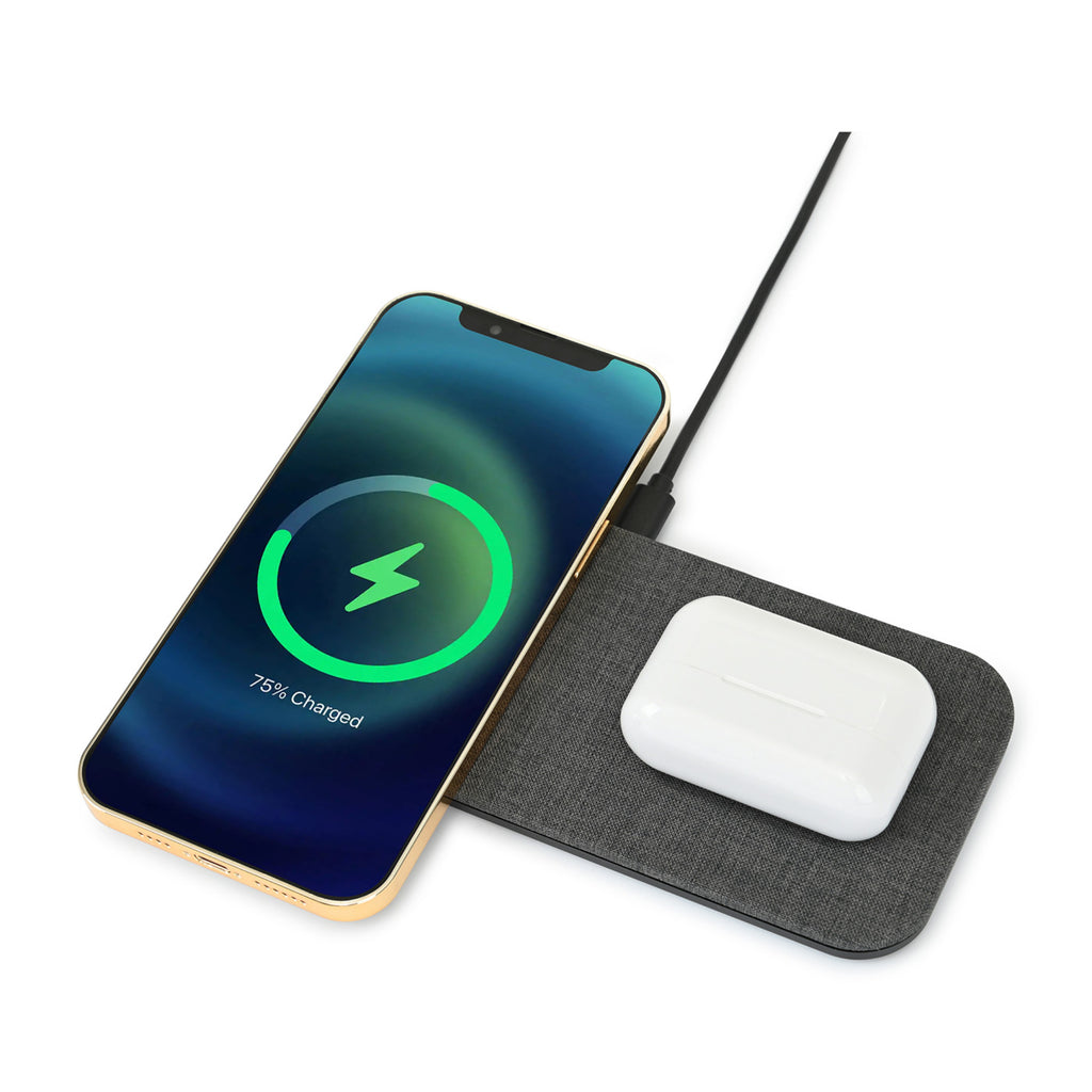 Eden Dual Wireless Charging Pad for Phone and Earbuds Laser Engraving - Charcoal Heather - View 2