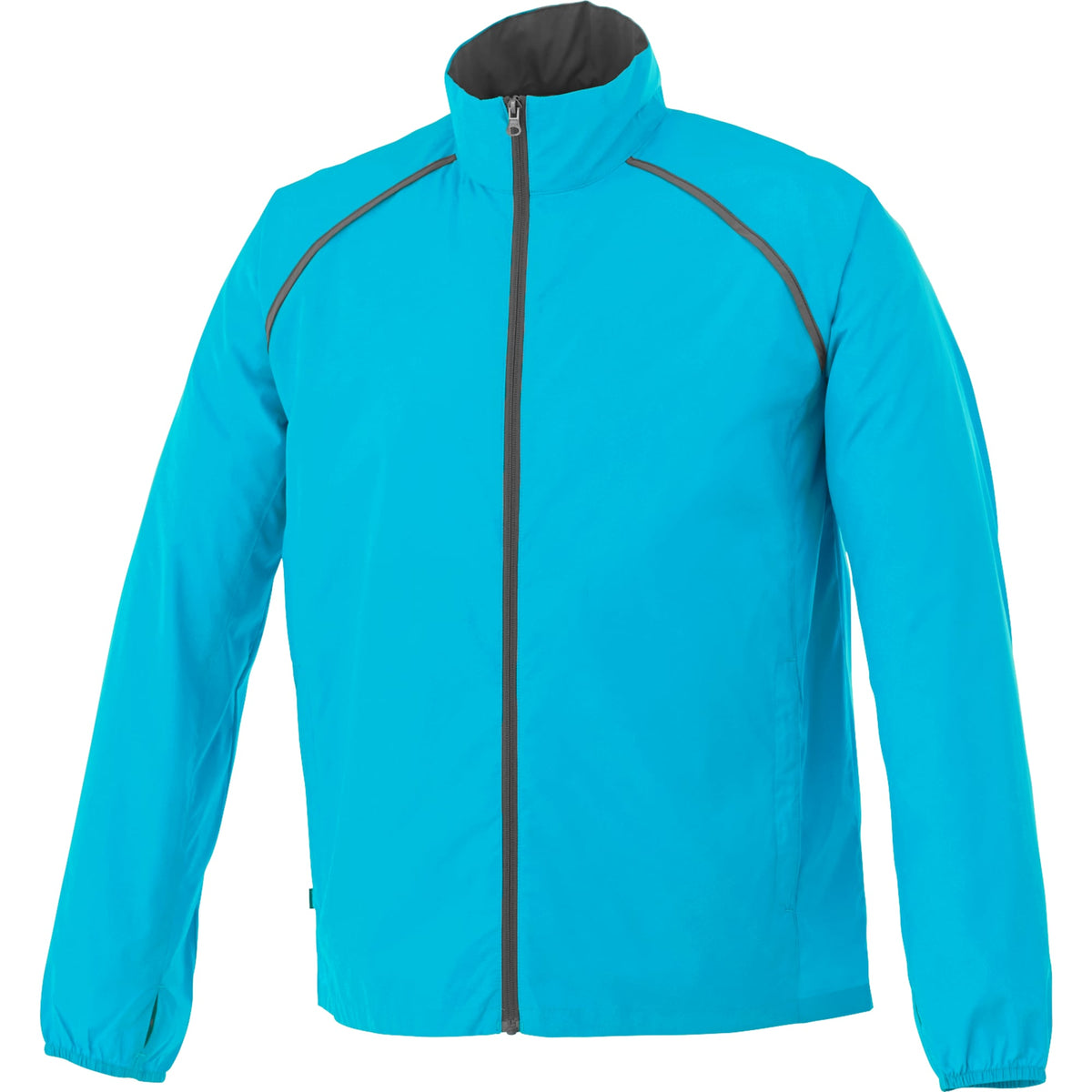 Egmont Lightweight Packable Jacket for Men Embroidery - Aspen Blue/Steel Grey - Flat