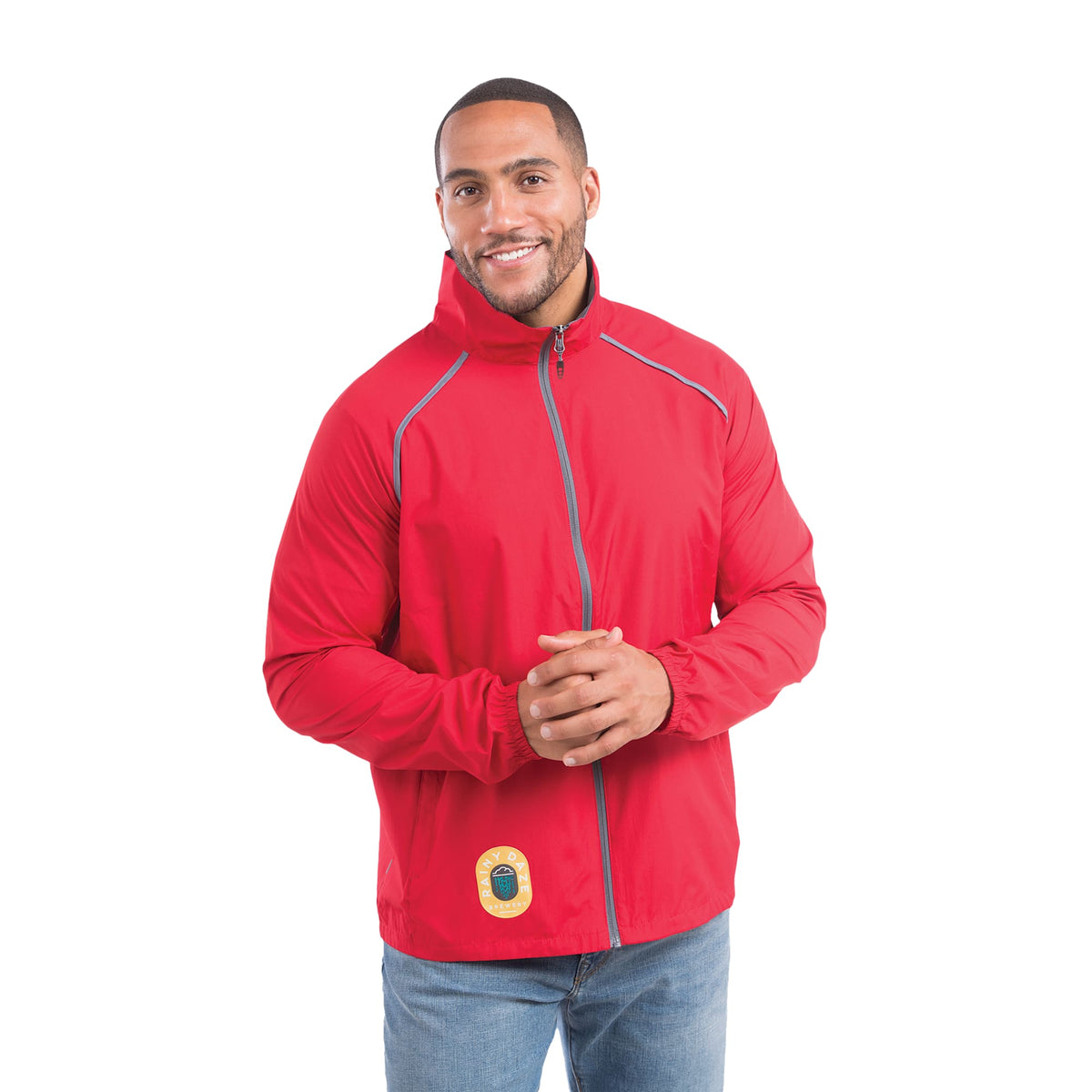 Egmont Lightweight Packable Jacket for Men Transfer - Team Red/Steel Grey - Front