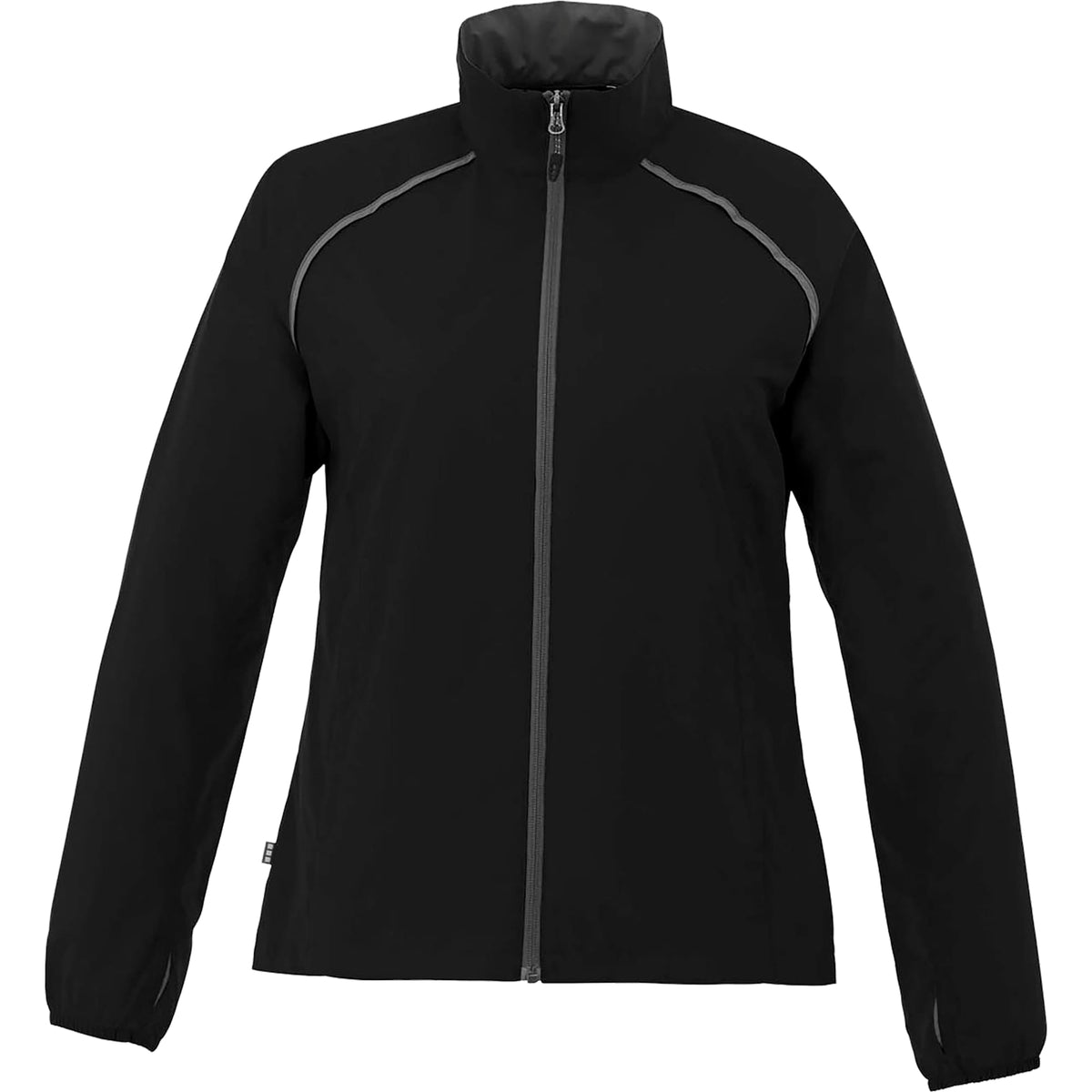 Egmont Lightweight Packable Jacket for Women Embroidery - Black/Steel Grey - Front