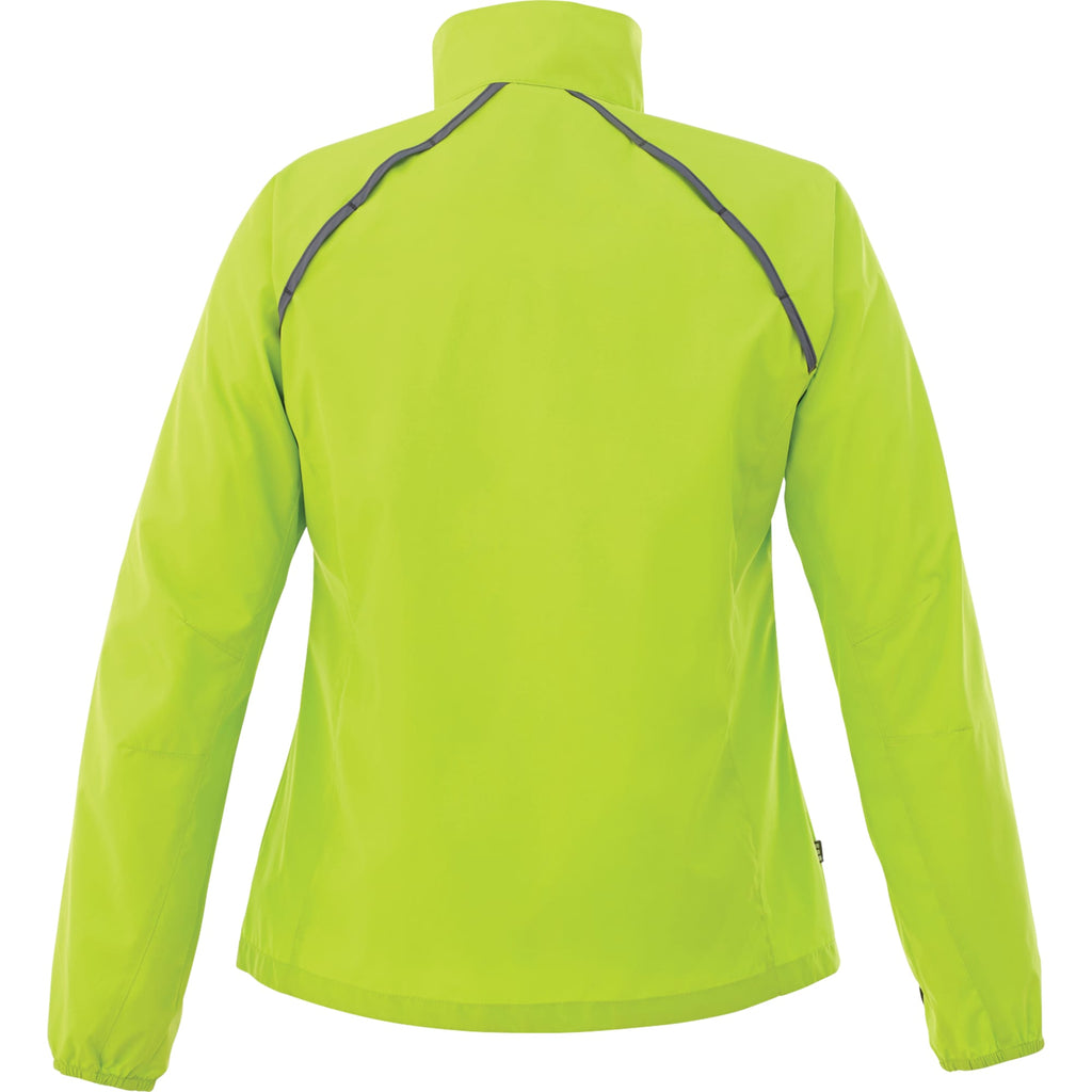 Egmont Lightweight Packable Jacket for Women Embroidery - Hi-Liter Green/Steel Grey - Back Flat