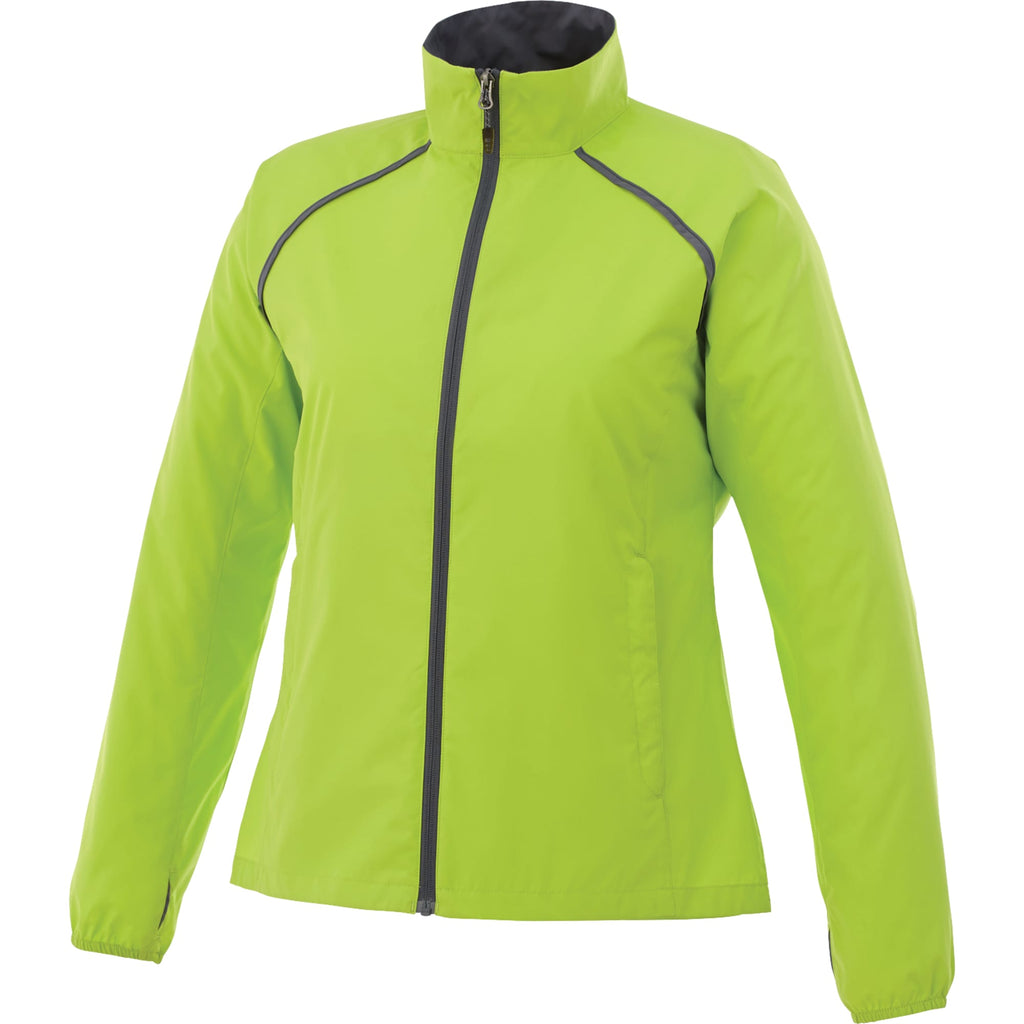 Egmont Lightweight Packable Jacket for Women Embroidery - Hi-Liter Green/Steel Grey - Front Flat
