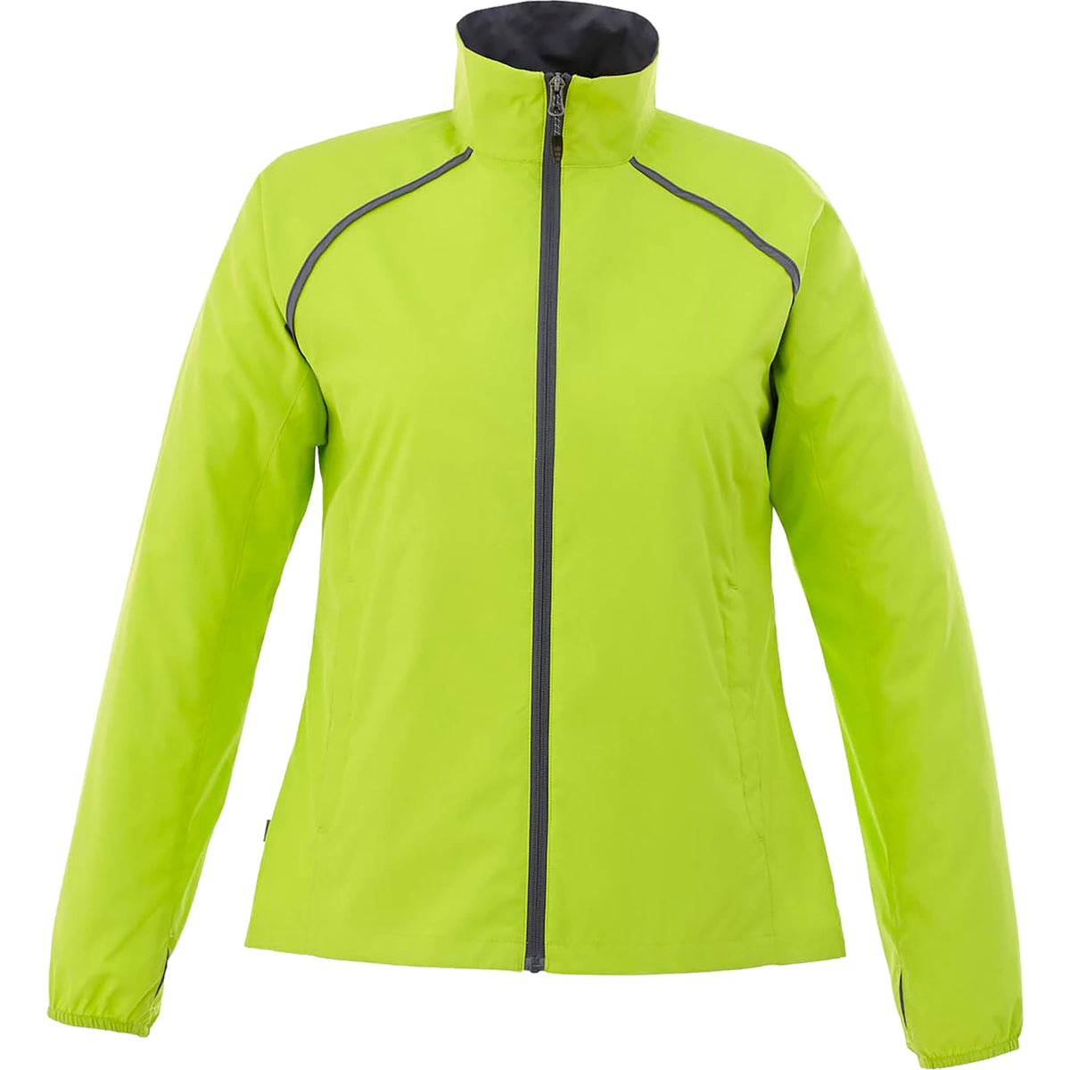 Egmont Lightweight Packable Jacket for Women Embroidery - Hi-Liter Green/Steel Grey - Front