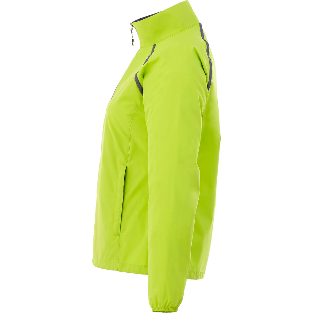 Egmont Lightweight Packable Jacket for Women Embroidery - Hi-Liter Green/Steel Grey - Left Side