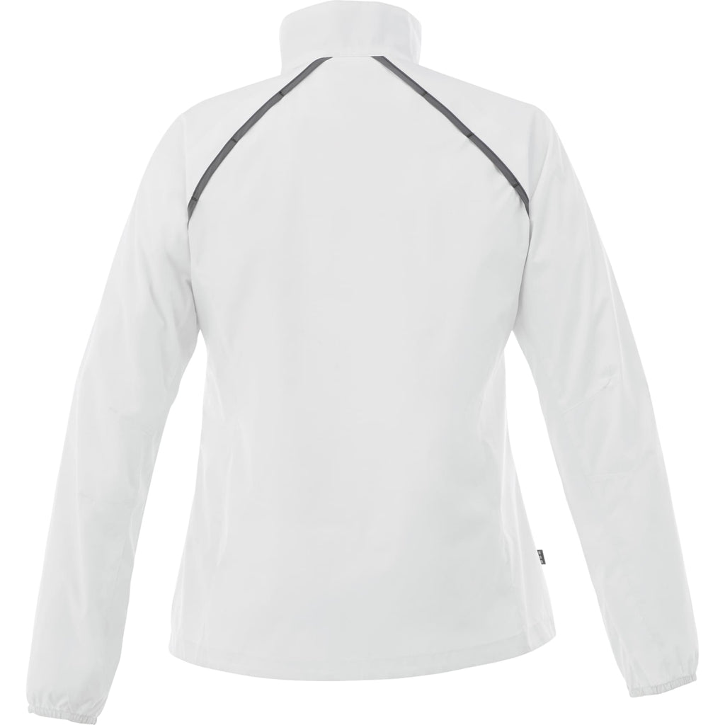 Egmont Lightweight Packable Jacket for Women Embroidery - White/Steel Grey - Back Flat
