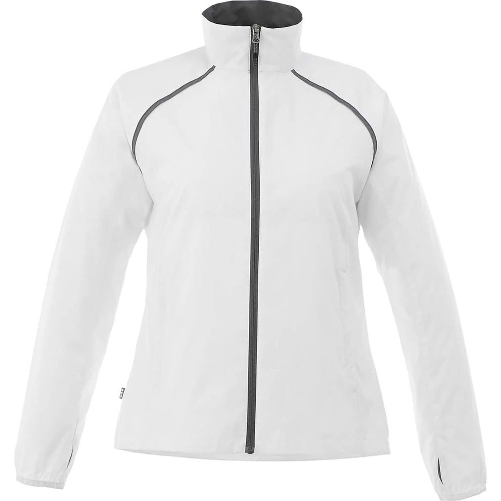 Egmont Lightweight Packable Jacket for Women Embroidery - White/Steel Grey - Front