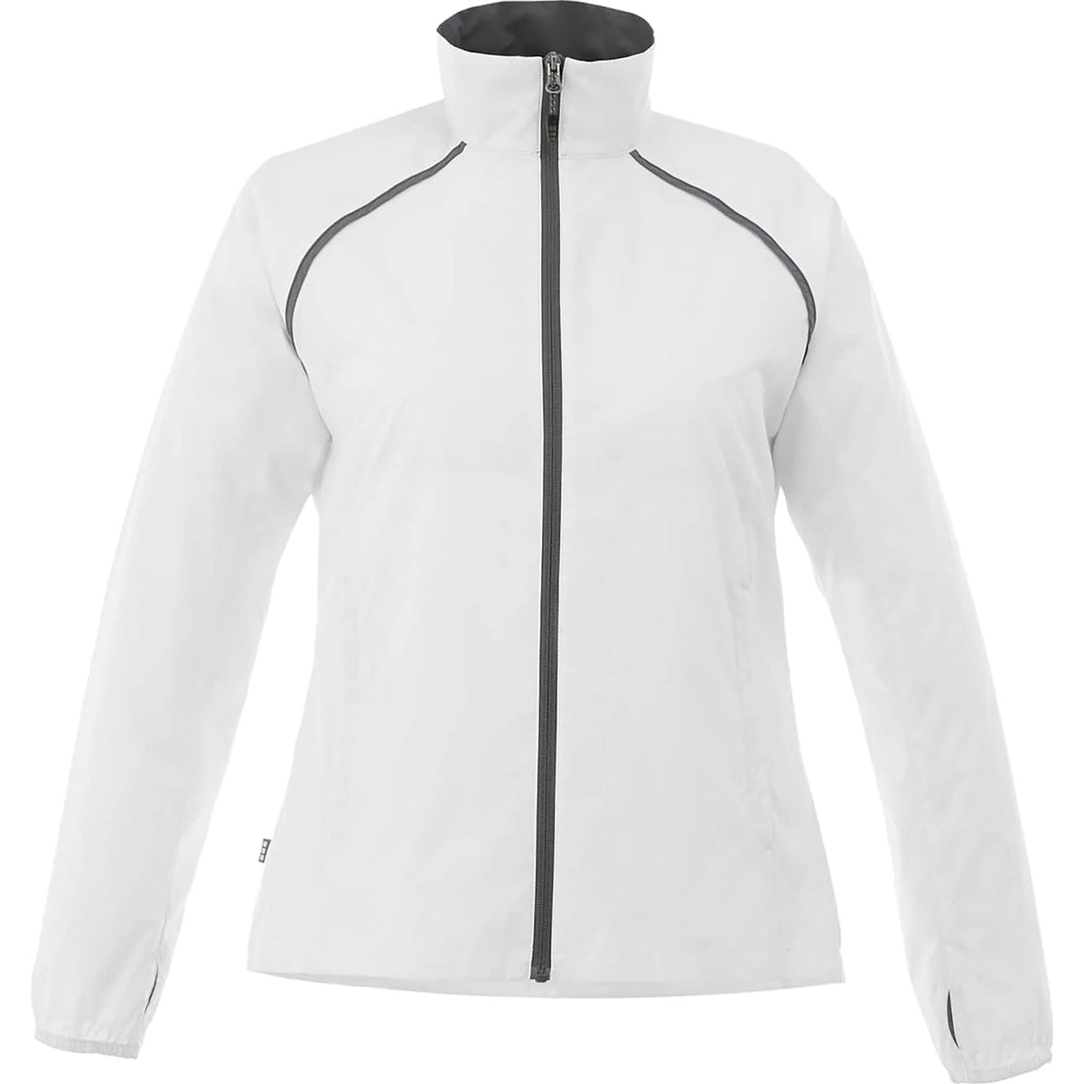 Egmont Lightweight Packable Jacket for Women Embroidery - White/Steel Grey - Front