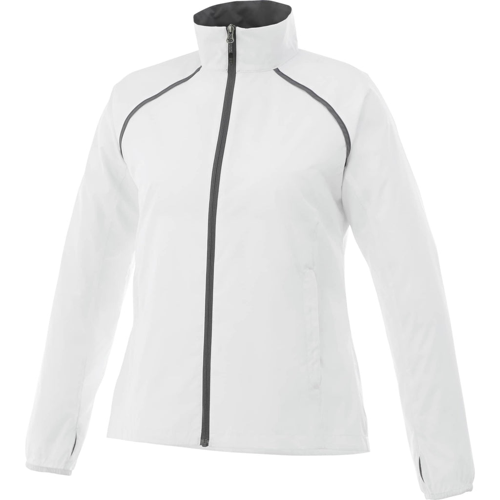 Egmont Lightweight Packable Jacket for Women Transfer - White/Steel Grey - Front Flat