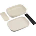 Ekobo Bamboo Fiber Bento Box with Plate Lid Laser Engraving - Off white - Right Angle 2